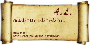 Asbóth Lóránt névjegykártya