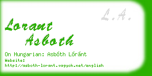 lorant asboth business card